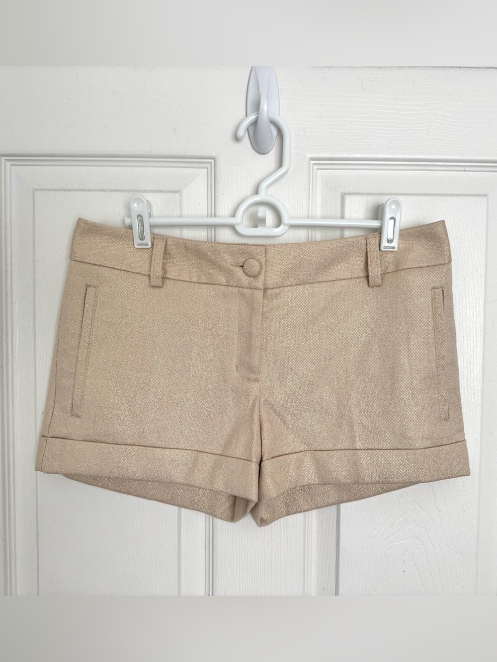 Express Tailored Shimmering Gold Shorts